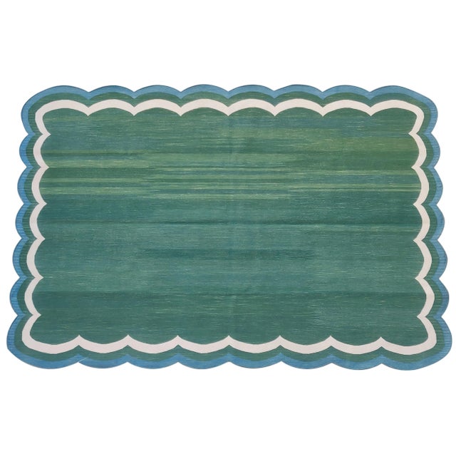 Handmade Cotton Scalloped Rug For Sale - Image 11 of 11