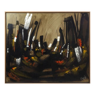 Etta Benjamin Cien Untitled Abstract 1950s Signed Oil Painting on Canvas Framed For Sale