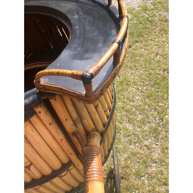1950s Vintage Barrel Form Rattan Bar For Sale - Image 5 of 11