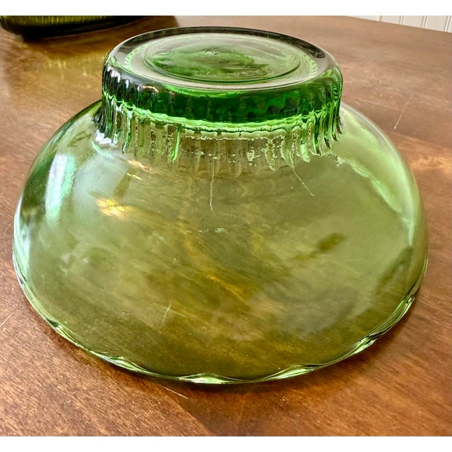 Glass E. O. Brody Emerald Green Scalloped Rim Bowl For Sale - Image 7 of 12