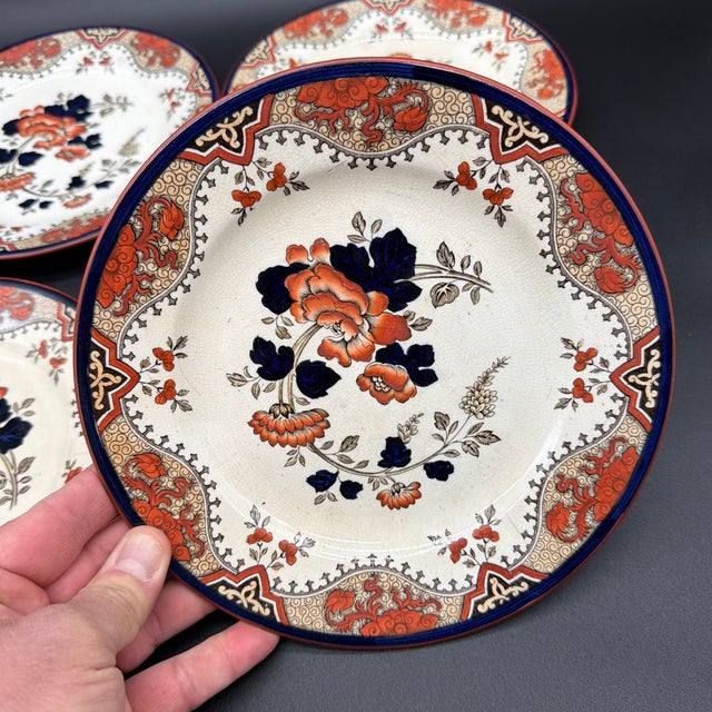 Royal Doulton A Set of 4 Antique Doulton’s Alma Pattern Plates, Circa 1880’s For Sale - Image 4 of 12