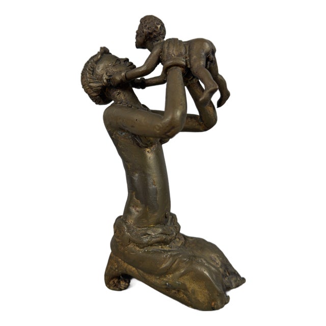 Ancient Bronze Tribal Maternity Sculpture, 1950s For Sale