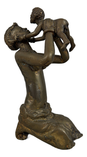 Ancient Bronze Tribal Maternity Sculpture, 1950s