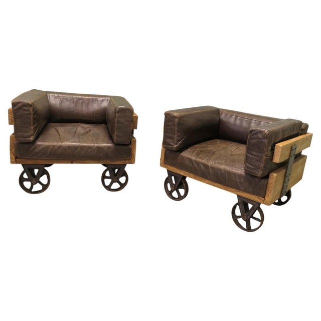 Industrial Wood Framed Club Chairs, 1970, Set of 2 For Sale - Image 9 of 9