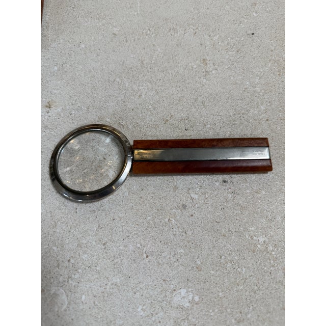 1970s Vintage Trussardi Wood & Metal Desk Accessories Set For Sale - Image 5 of 13