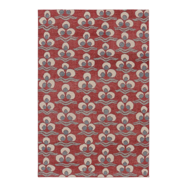 Rug & Kilim's Distressed Rug, Brick Red With Chintamani Patterns For Sale