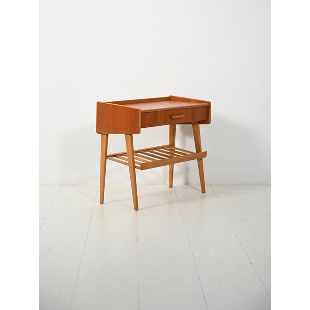 Scandinavian Bedside Table with Drawer and Magazine Rack, 1950s For Sale - Image 3 of 10