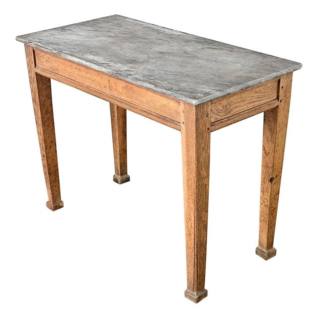 19th Century French 19th Century Marble Top Oak Console For Sale - Image 5 of 13