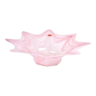Vintage Pink Lavorazione Arte Murano Hand Blown Glass Bowl Italian For Sale