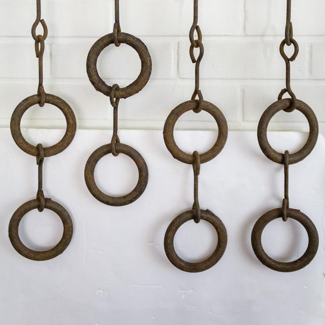 Metal Rustic 19th Century Sculptural Farmers Chains Set of Six For Sale - Image 7 of 10