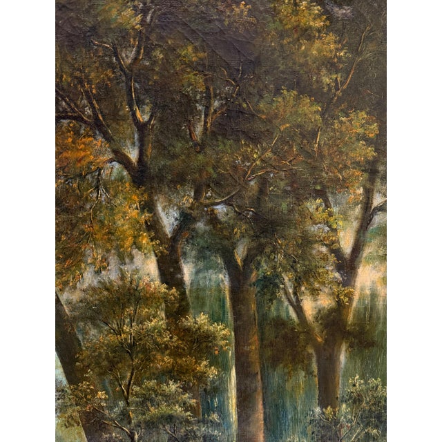 Black Horse and Dog in British Countryside Landscape Oil Painting, Large Scale, 19th Century For Sale - Image 4 of 7