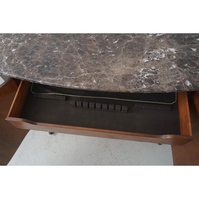 Henredon Henredon Chestnut Finish Demilune Marble Top Sideboard For Sale - Image 4 of 18