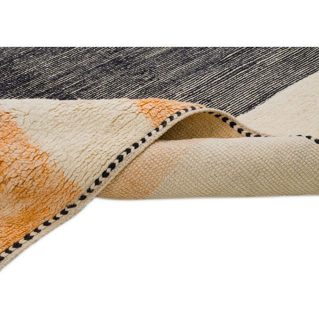 Textile Abstract Hand-Knotted Moroccan Wool Rug | 9'7" X 6'8" | One of a Kind For Sale - Image 7 of 8