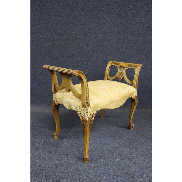 Gold Italian Style Giltwood Vanity Bench With Carved Details For Sale - Image 8 of 11