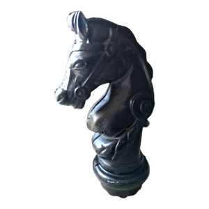 1940s Vintage Black Cast Iron Horse Bust Hitching Post Finial Decorative Item