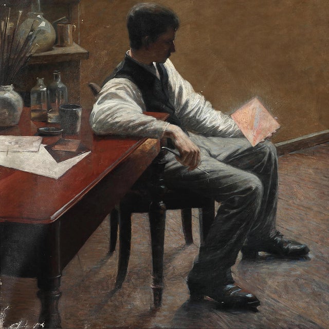 After Louis Moe, Interior from an Artist's Studio, 1890s, Oil Painting on Canvas For Sale - Image 4 of 9