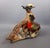 Fantastic ceramic sculpture, depiction of a pair of multi-coloured glazed pheasants, internal signature, Italy base,...