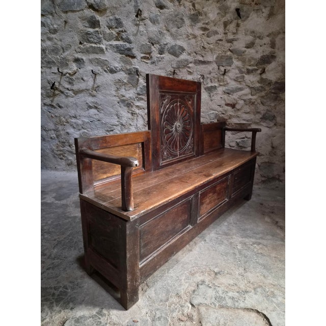 Antique French Folk Art Bench, 1800s For Sale - Image 6 of 18