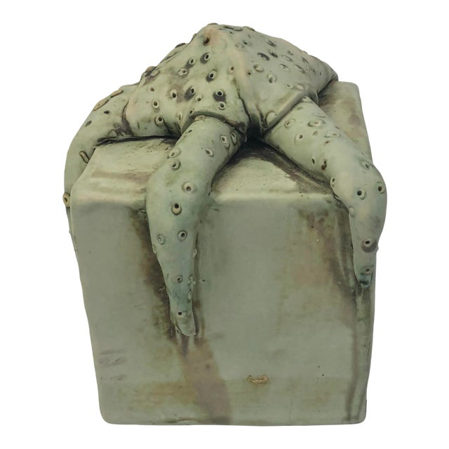 Star Fish on a Block Sculpture in Green For Sale