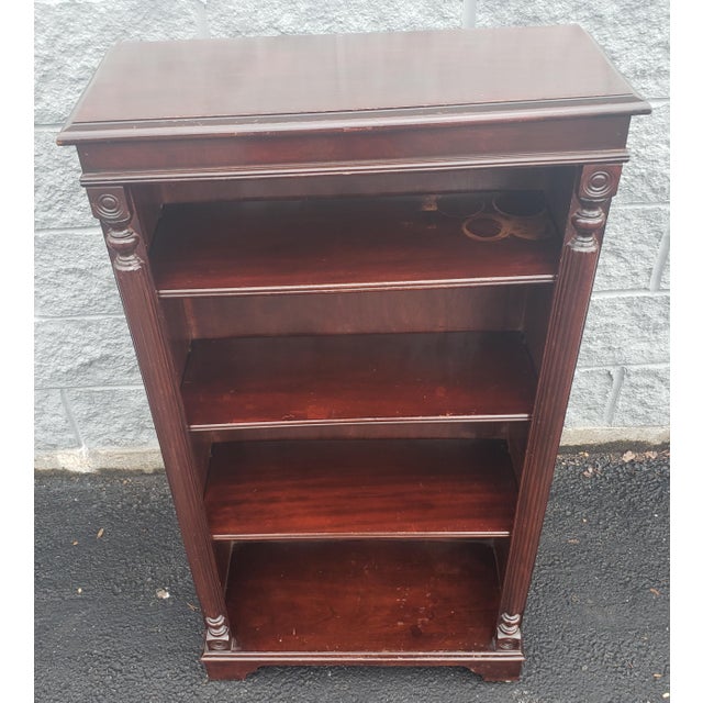 1940s Frankson Furniture Mahogany Chippendale 4Tier Narrow Bookcase
