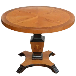 Swedish Art Deco Round Intarsia Pedestal Table