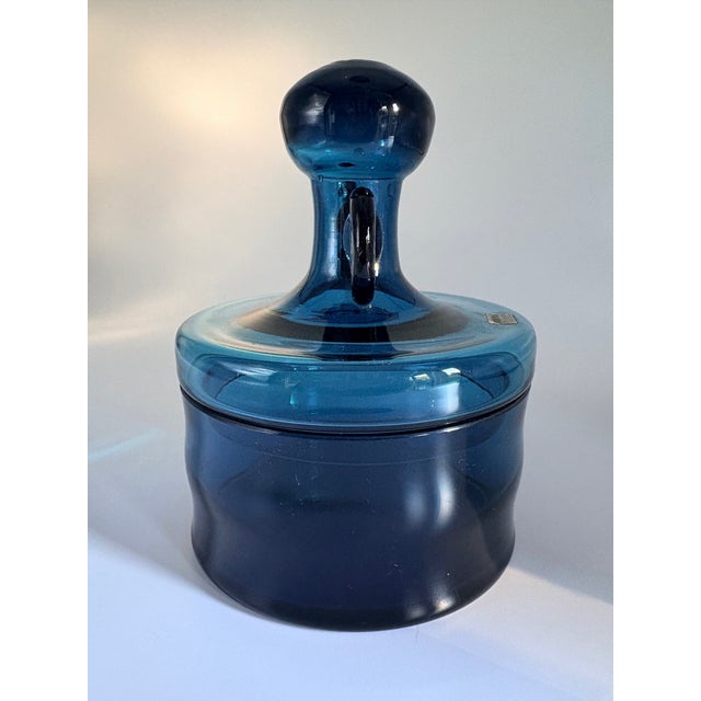 Vintage Blue Glass Lidded Jars by Bertil Vallien for Boda, 1960s, Set of 2 For Sale - Image 14 of 18