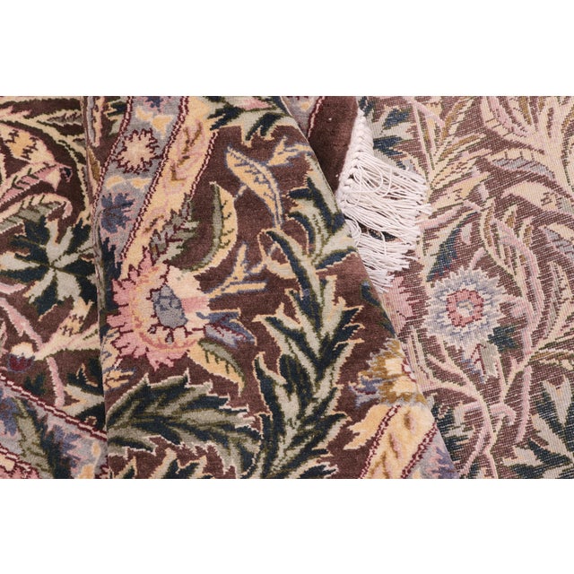 Gray Shabby Chic 1990's Floral Pak-Persian Brown/Gray Wool Round Rug- 8'0'' X 8'3'' For Sale - Image 8 of 9
