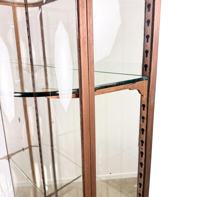 Copper Large Antique Metal Museum Display Cabinet with Curved Glass, 1890s For Sale - Image 8 of 18