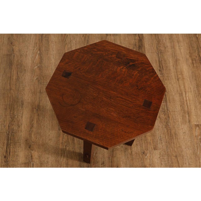 Mission Stickley Mission Collection Oak Octagonal Tabouret Table For Sale - Image 3 of 18