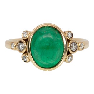 2.8cts Zambian Emerald Ring With Natural Diamond Accents: Solid 14k Gold, Size 6.75 For Sale
