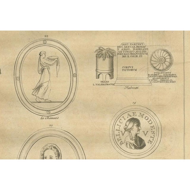 Early 18th Century After Bernard de Montfaucon, Vesta and Vestal Virgins, Roman Statues and Coins, 1721, Engraving For Sale - Image 5 of 10