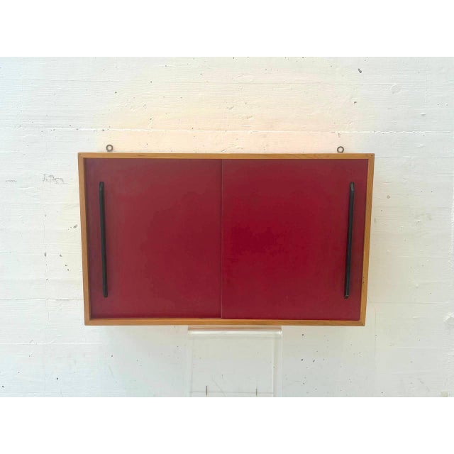 Mid-Century Modern Wall Cabinet with Red Sliding Doors, 1960s For Sale - Image 12 of 15