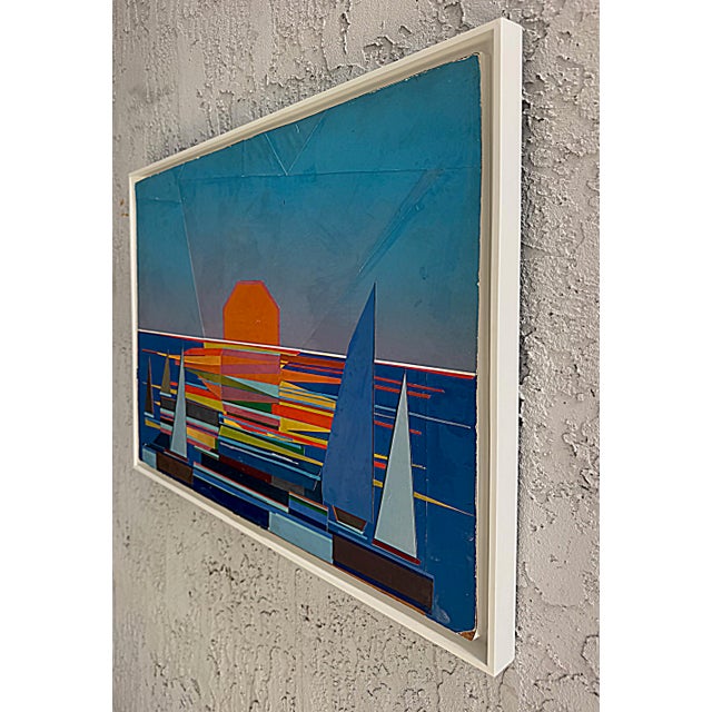 Vintage Mixed Media Abstract Sailboat Collage Victor Vi Cassenelli, Listed Artist Offered for sale is a vintage abstract...