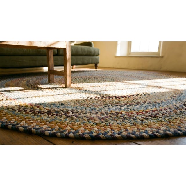 1930s Multicolor Abstract Folk Art Antique American Round Braided Rug 8' X 8' Cotton Carpet For Sale - Image 14 of 14