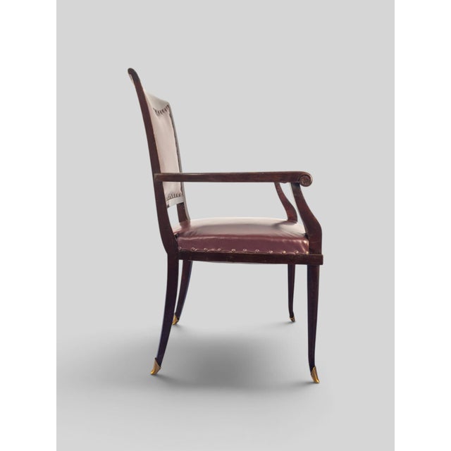 Mid-Century Italian Leather Desk Armchair by Vittorio Dassi, 1950s For Sale - Image 4 of 16