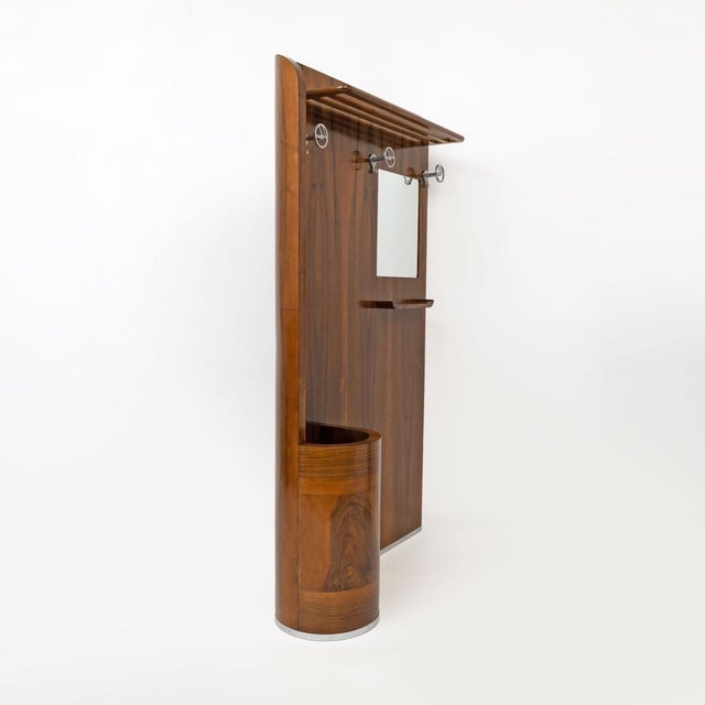Brown Italian Art Deco Walnut Entry Hall Stand with Integrated Umbrella Holder, 1930 For Sale - Image 8 of 10