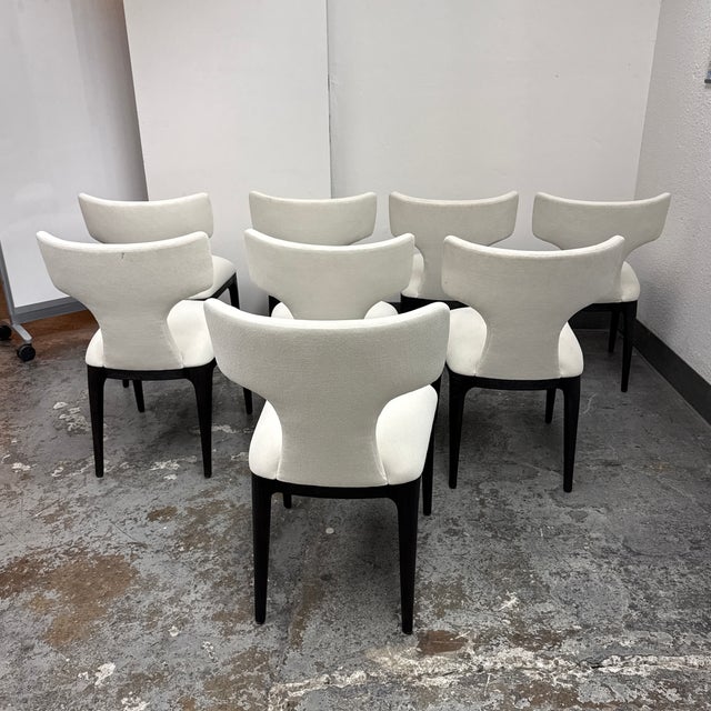 2020s Restoration Hardware Ligné Upholstered Fabric Dining Chairs, Set of Eight For Sale - Image 5 of 12