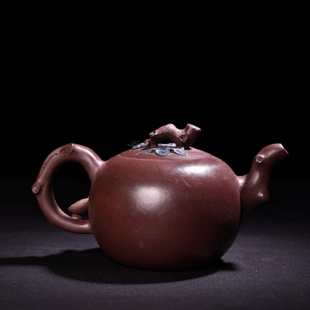 1950s Vintage Yixing Zisha Teapot | Handmade Tree Trunk Form | Chinese Gongfu Tea Pot For Sale - Image 5 of 10