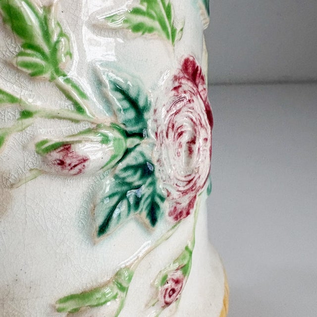 Mid 19th Century Antique English Rose Majolica Pitcher For Sale - Image 5 of 10