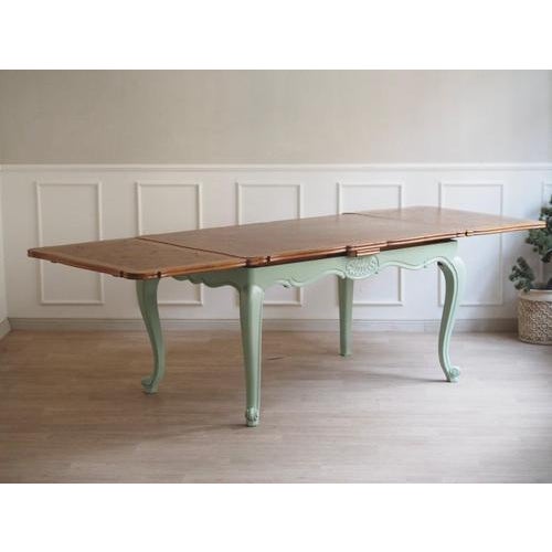 French Country Style Mint Green Dining Table with Inlaid Top, 1920s For Sale - Image 10 of 18