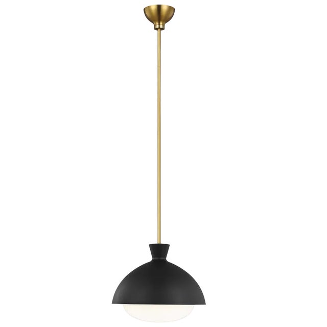 Contemporary AERIN By Visual Comfort Studio Lucerne 1-Light Large Pendant in Midnight Black and Burnished Brass For Sale - Image 3 of 3
