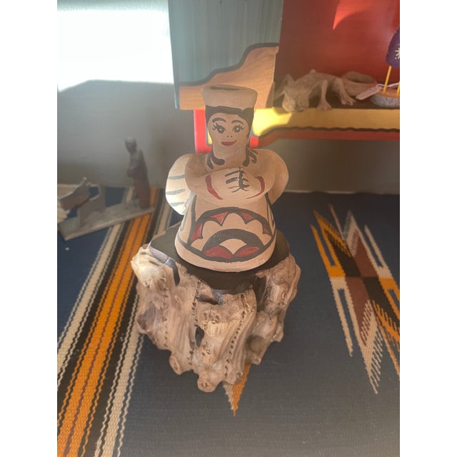 1970s Folk Art Native American Diane Wade Clay Folk Art Woman Figurine For Sale - Image 5 of 6