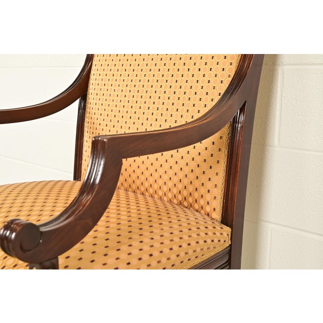 Brown Baker Furniture Style Regency Carved Mahogany and Gold Gilt Armchairs, Pair For Sale - Image 8 of 13