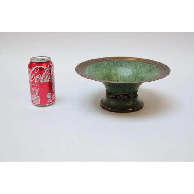1930s Swedish Art Deco Verdigris Bronze Enamel Tazza by Carl Sorensen For Sale - Image 5 of 13