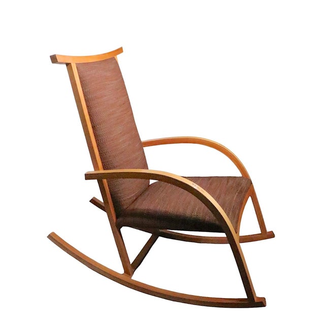 Chic 1980's vintage Barcelona rocking chair, designed by Carlos Riart for Knoll, circa 1980's. This example features a...
