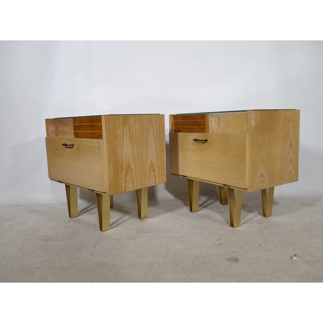 Mid-Century Wooden Nightstands with Metal Legs, 1960s, Set of 2 For Sale - Image 11 of 14