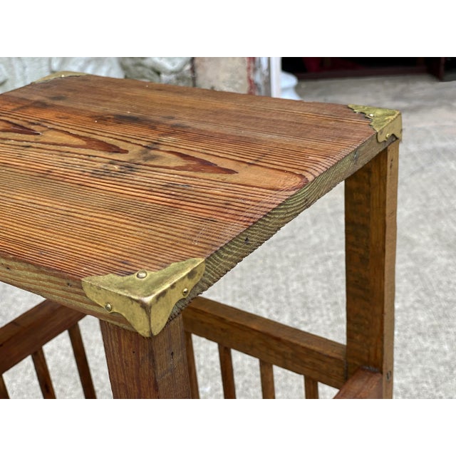 1940s Vintage Farmhouse Country Pine Plant Stand Occasional Side Table For Sale - Image 5 of 12
