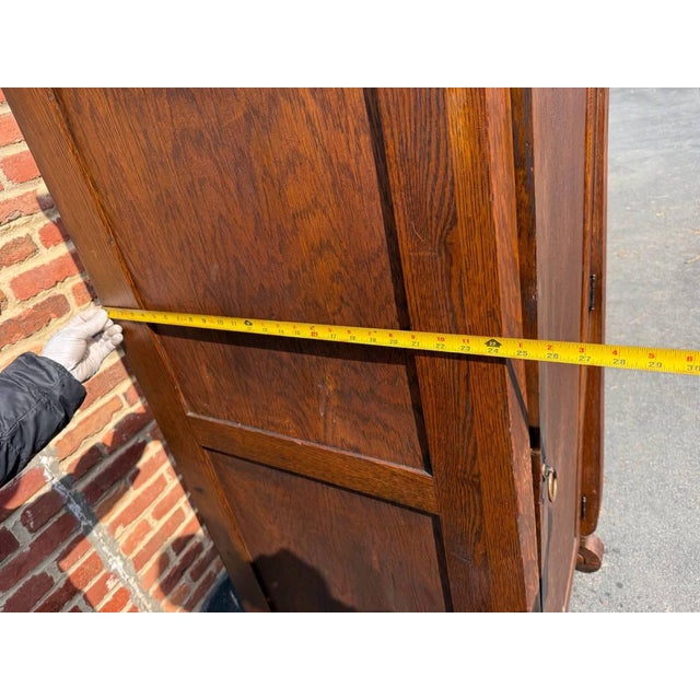 Antique Victorian Oak Wardrobe Cabinet For Sale - Image 11 of 15
