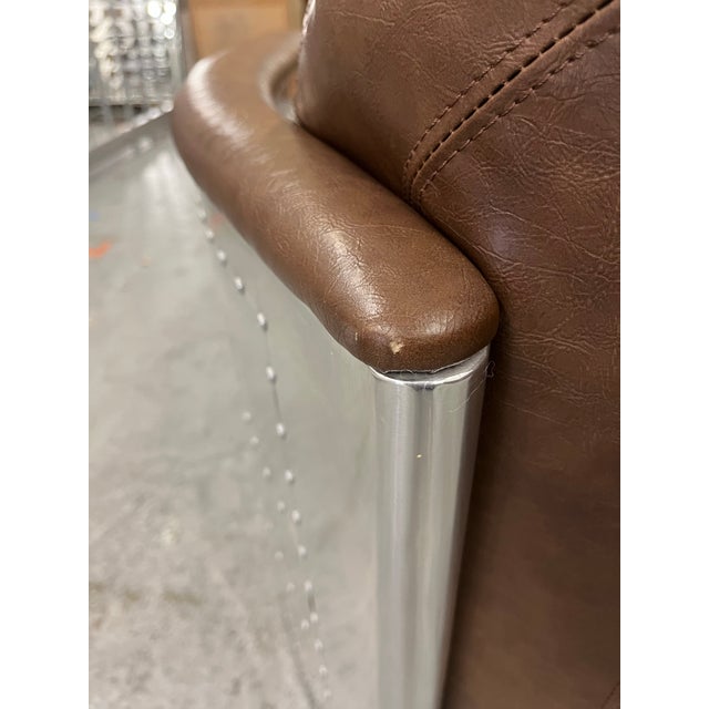 New Pacific Direct Brown Leather & Aluminum “Easton” Aviator Lounge Chair For Sale - Image 9 of 10