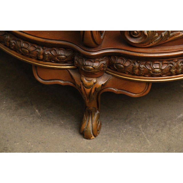 Mid 20th Century Vintage French Carved Wood Metal Grids Side Table For Sale - Image 5 of 8